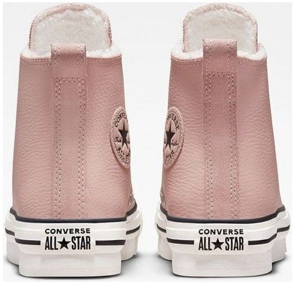 Converse Ctas Eva Life Hi Girls Mauve/White Leather Skate Shoes - Picture 6 of 6